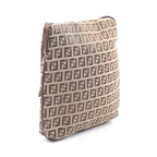 Fendi Shoulder Bag Zucchino Beige Brown Canvas Leather — view 2