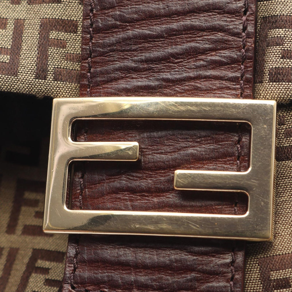 Fendi Shoulder Bag Zucchino Beige Brown Canvas Leather — view 8