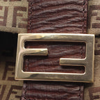 Fendi Shoulder Bag Zucchino Beige Brown Canvas Leather — view 8