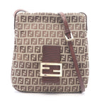 Fendi Shoulder Bag Zucchino Beige Brown Canvas Leather
