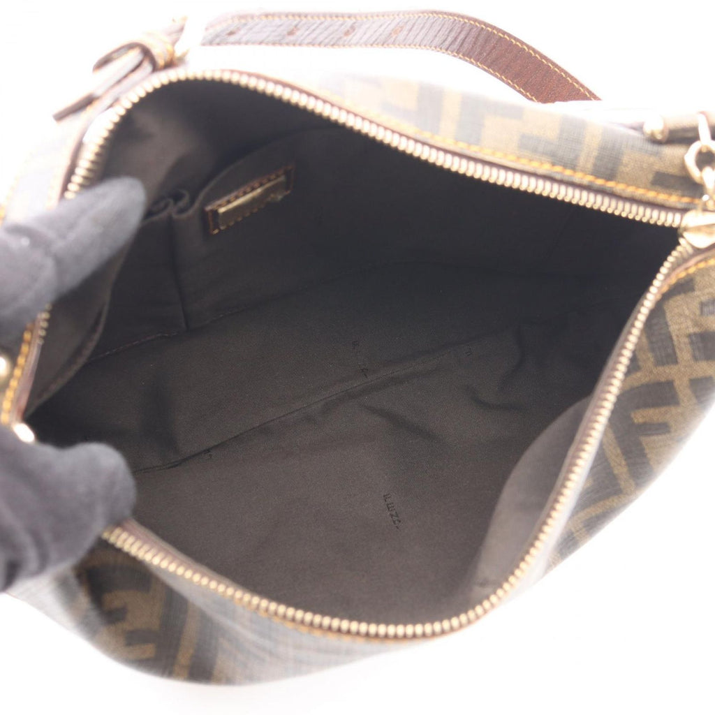 Fendi Shoulder Bag Zucca Zucchino Brown Canvas Leather — view 3