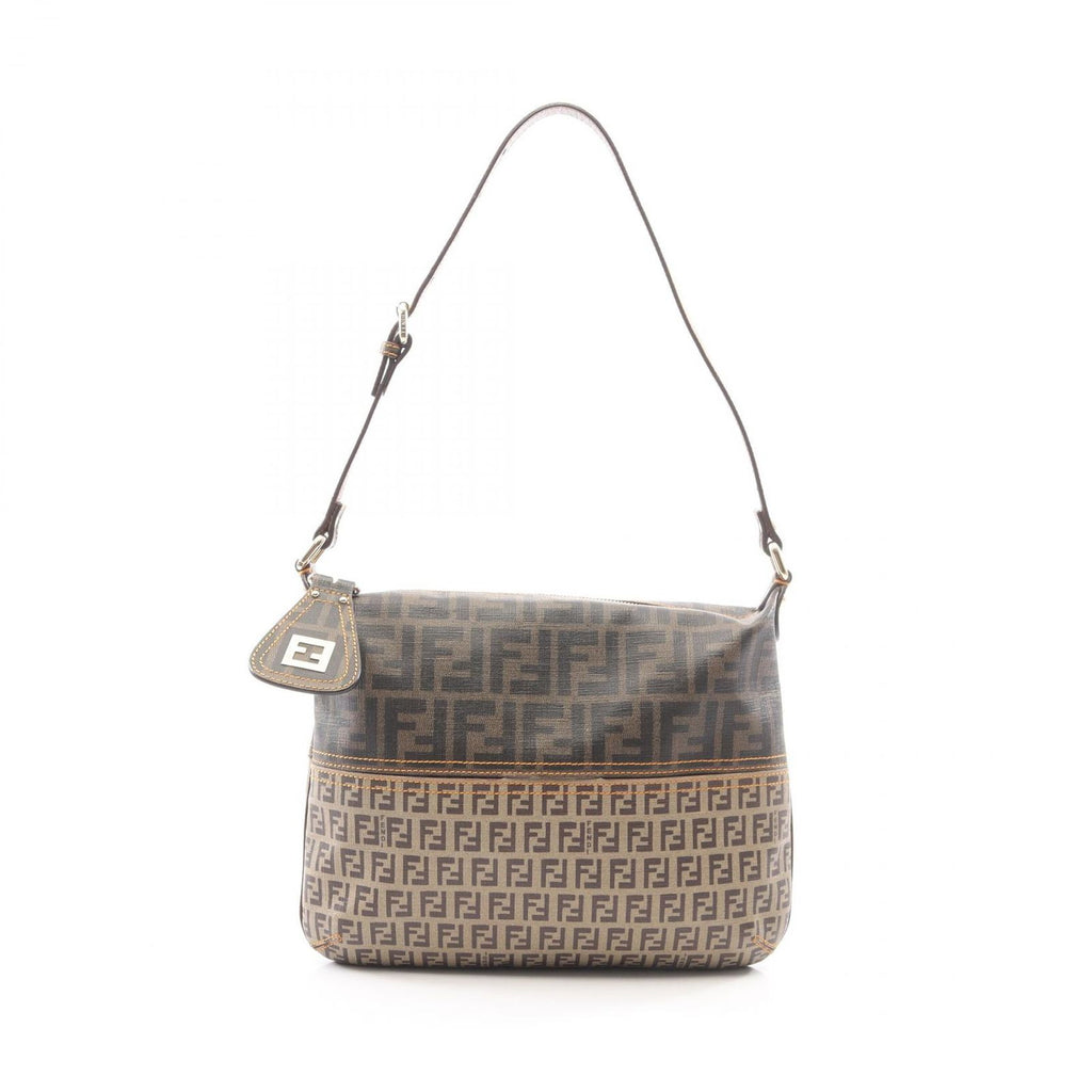 Fendi Shoulder Bag Zucca Zucchino Brown Canvas Leather