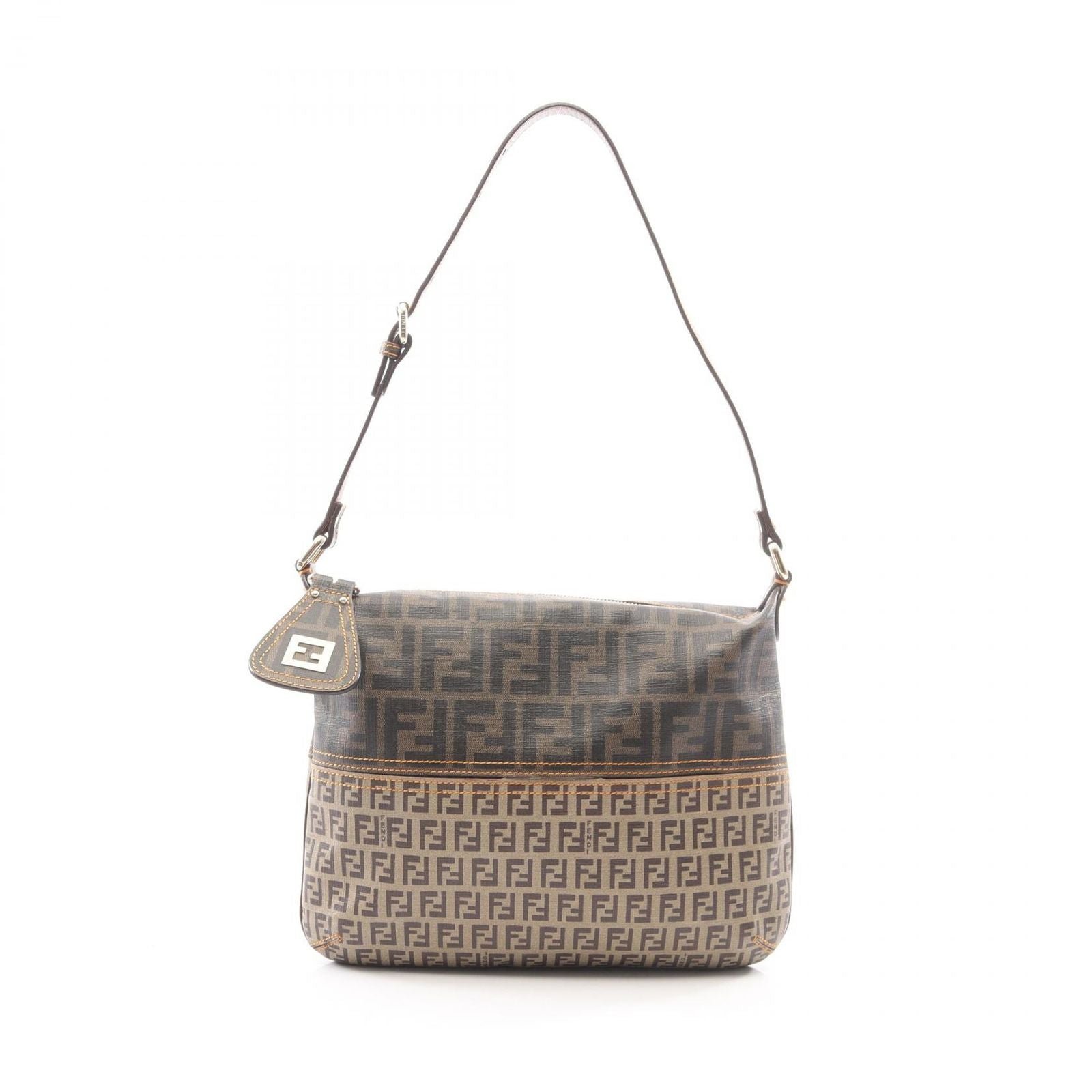 Fendi Shoulder Bag Zucca Zucchino Brown Canvas Leather