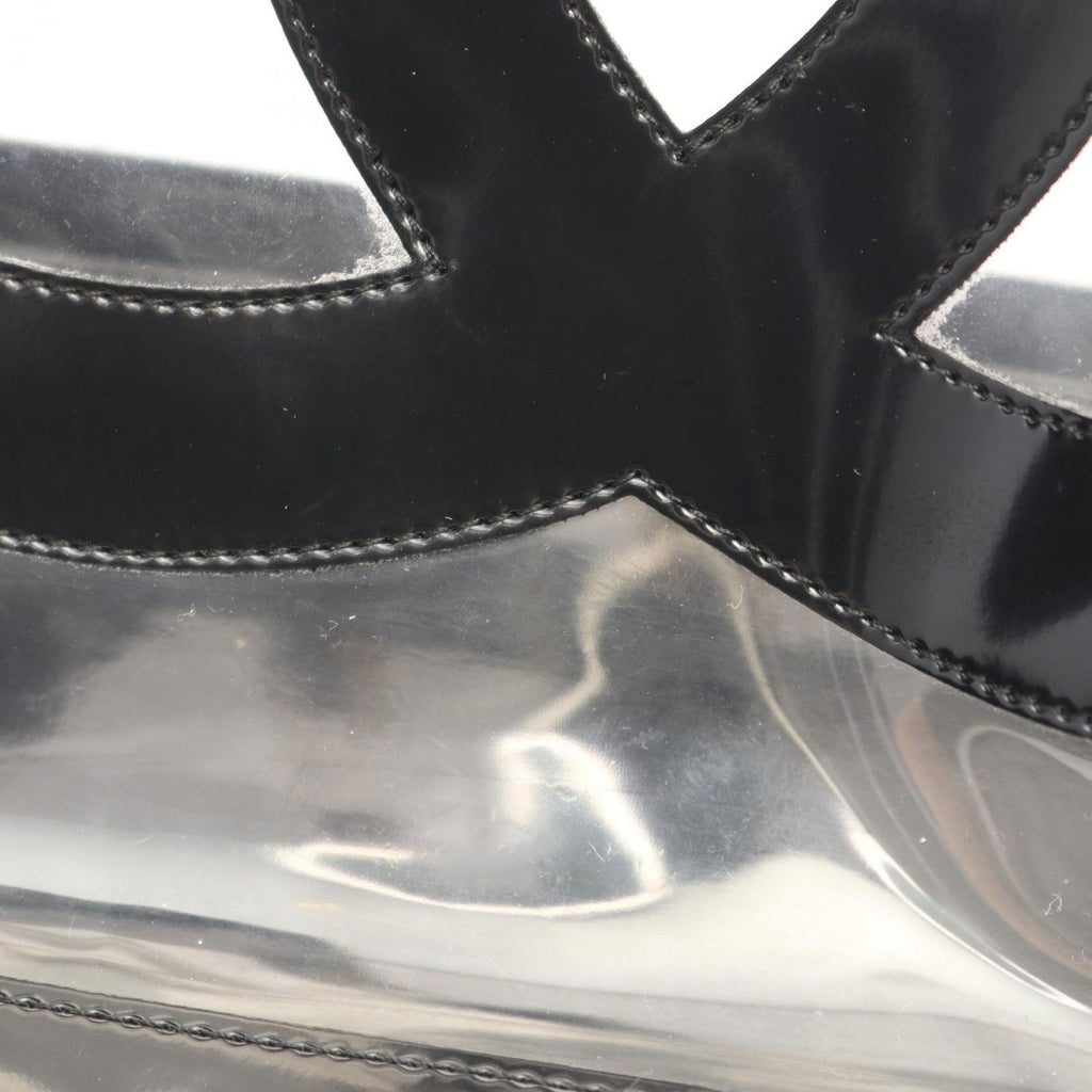 Chanel Tote Bag CC Logo Black Vinyl Patent Leather CC Clear Chain — view 6