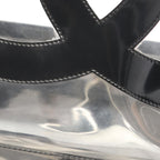 Chanel Tote Bag CC Logo Black Vinyl Patent Leather CC Clear Chain — view 6