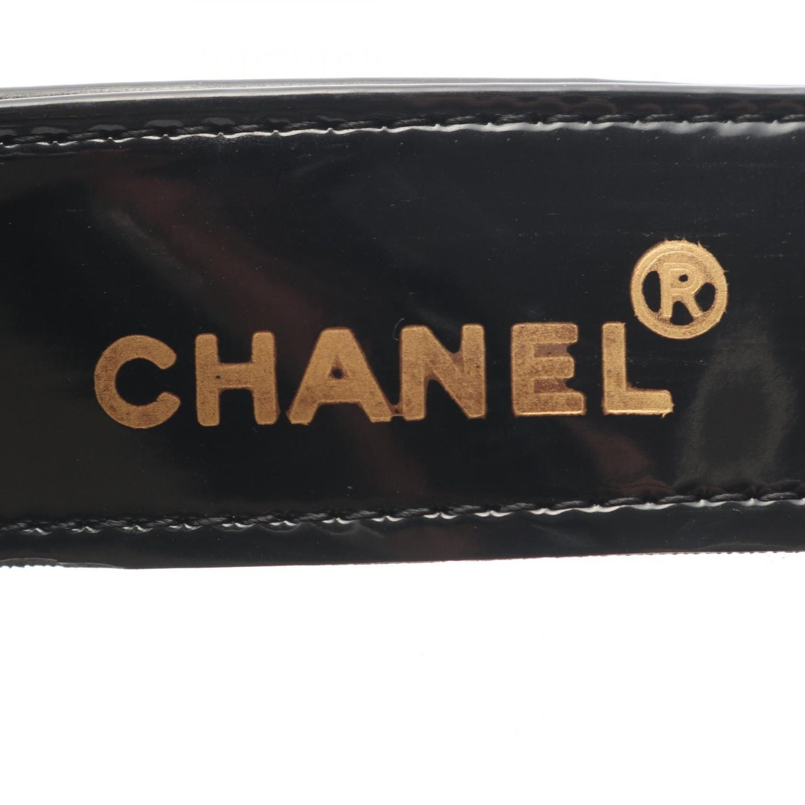 Chanel Tote Bag CC Logo Black Vinyl Patent Leather CC Clear Chain — view 4