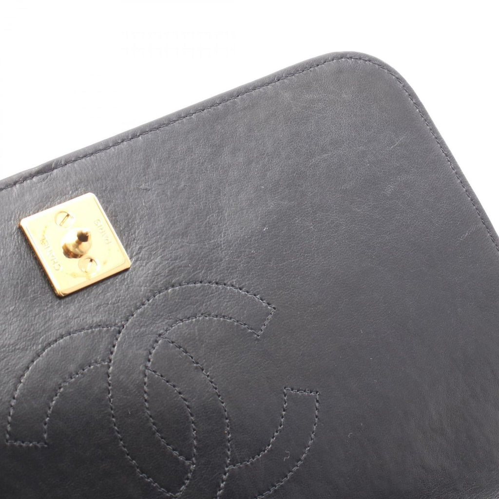 Chanel Shoulder Bag Quilted Full Flap Black Lambskin Push Lock Chain — view 7