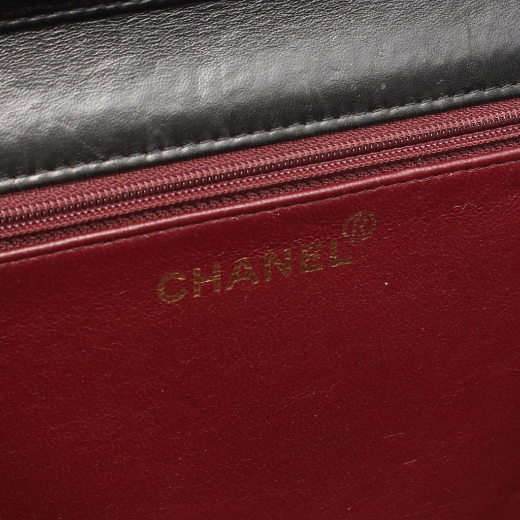 Chanel Shoulder Bag Quilted Full Flap Black Lambskin Push Lock Chain — view 4