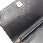 Chanel Shoulder Bag Quilted Full Flap Black Lambskin Push Lock Chain — view 6