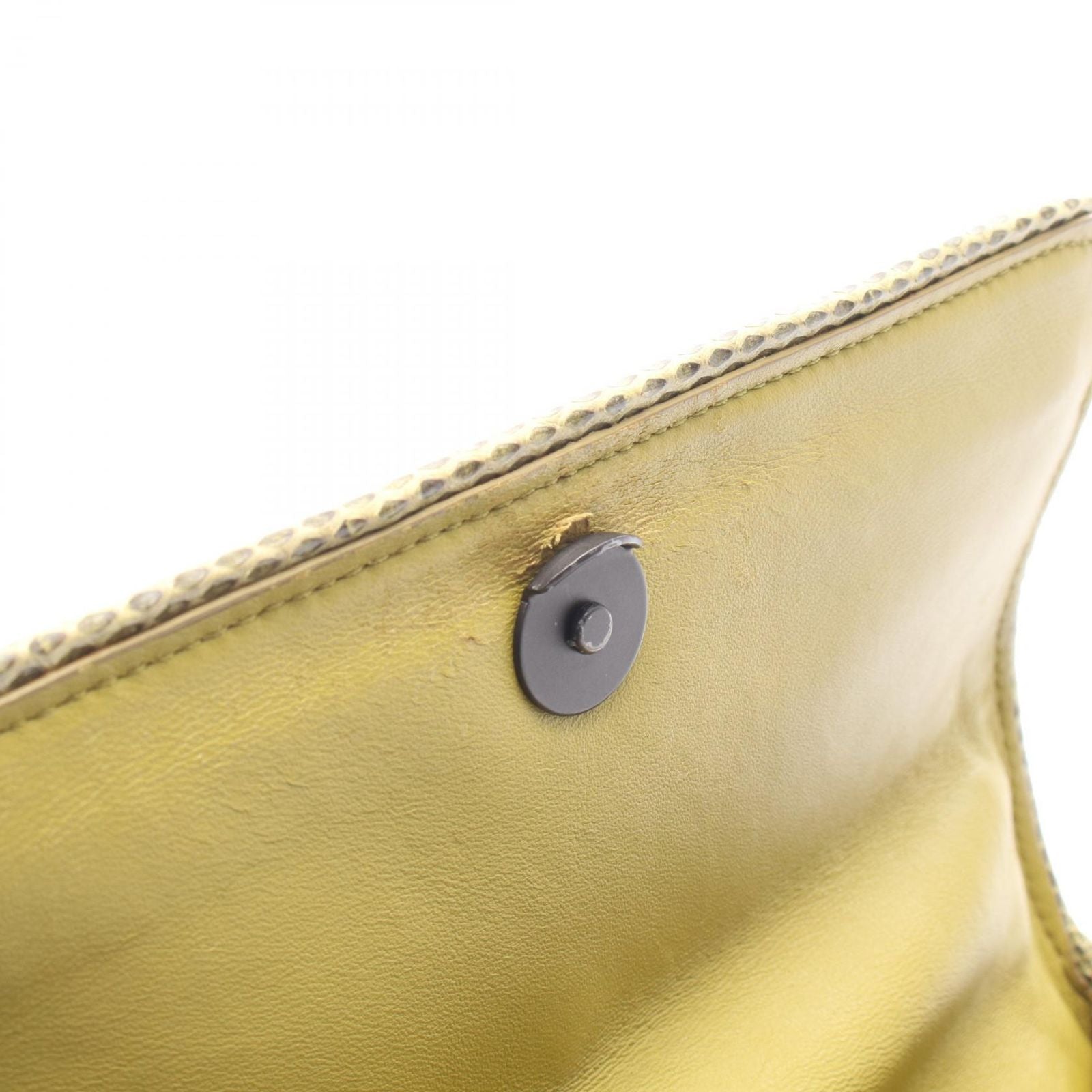 Bottega Veneta Shoulder Bag Olympia Intrecciato Green Exotic Leather Chain — view 6