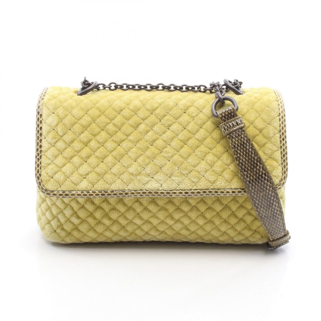 Bottega Veneta Shoulder Bag Olympia Intrecciato Green Exotic Leather Chain