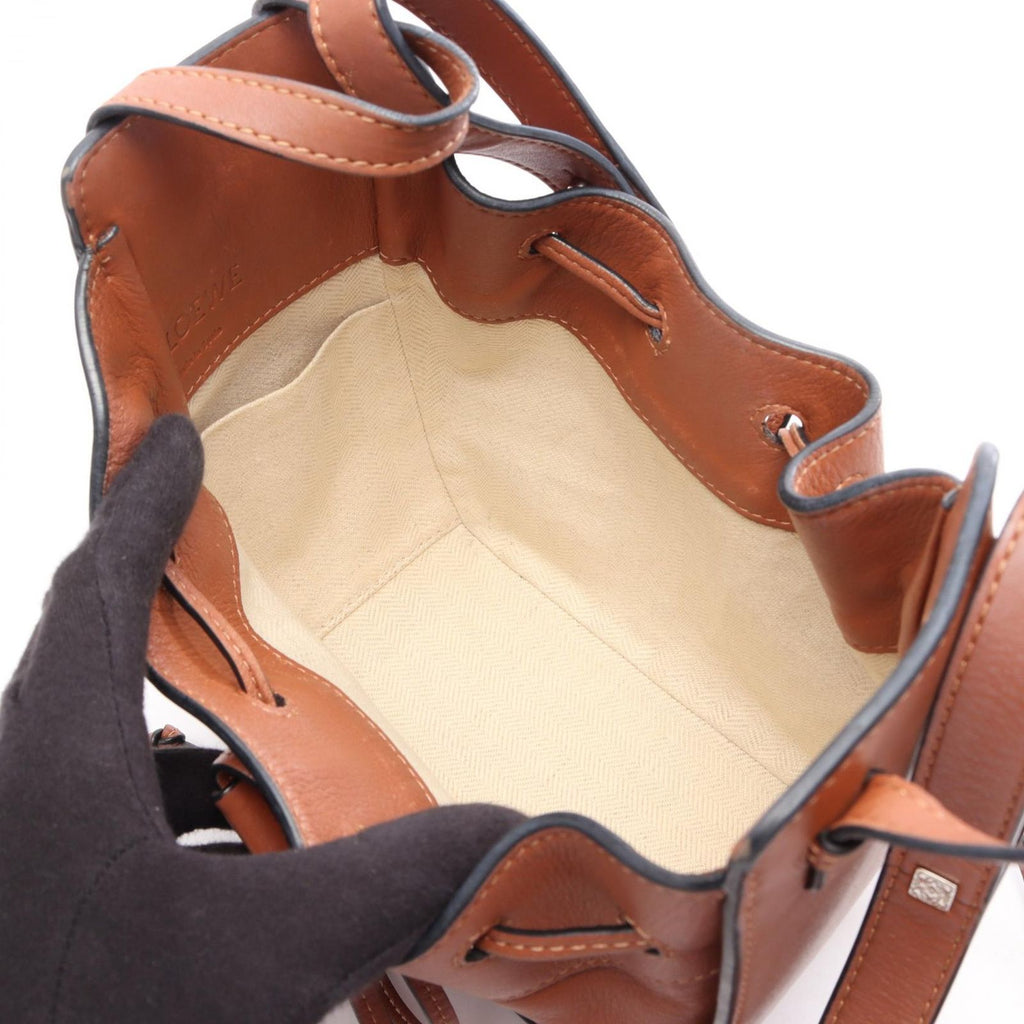 Loewe Handbag Hammock Drawstring Bag Mini 2-Way Brown Leather — view 3