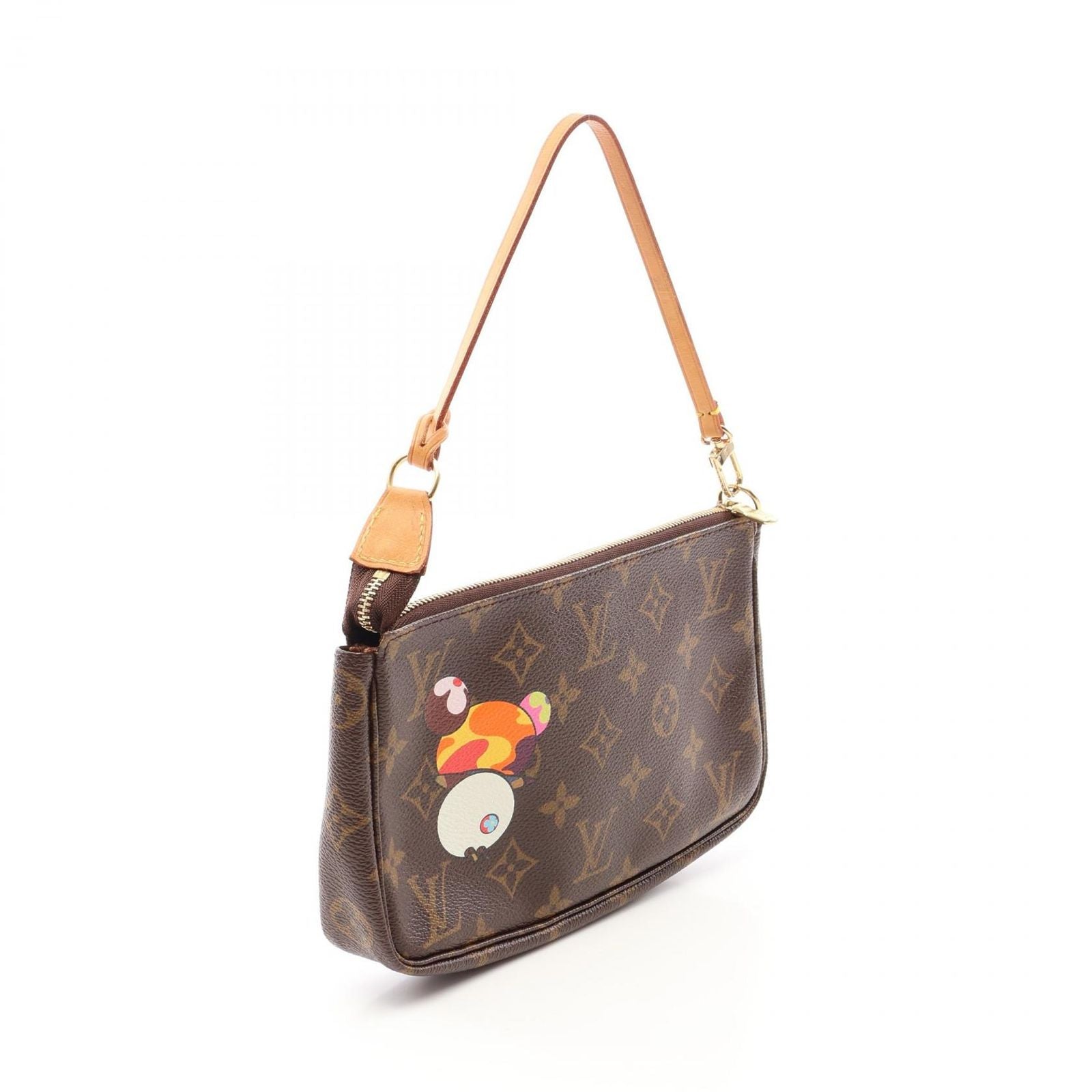 Louis Vuitton Handbag Pochette Accessory Soir Canvas Leather LV Takashi Murakami — view 2