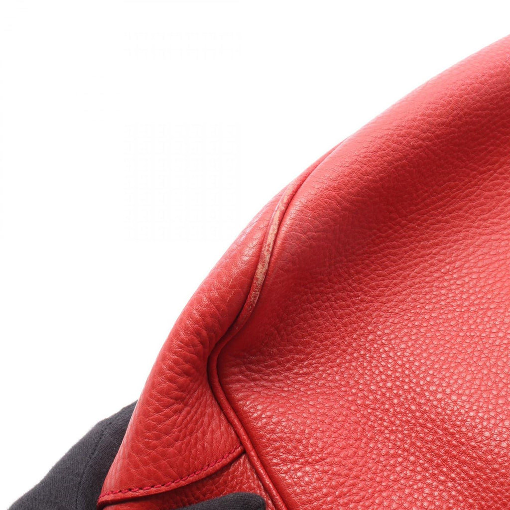 Prada Shoulder Bag Vitello Daino Red Leather Metal Logo — view 5