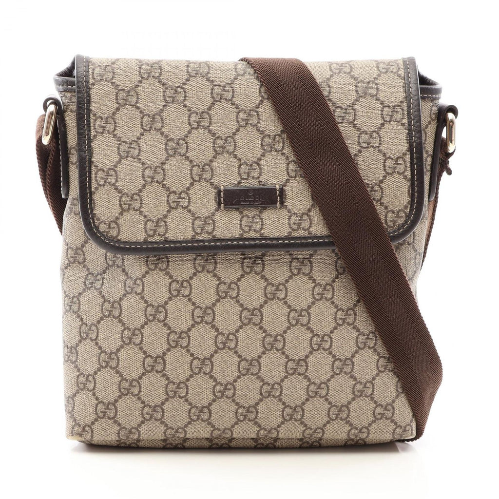 Gucci Shoulder Bag GG Supreme Beige Brown Canvas Leather