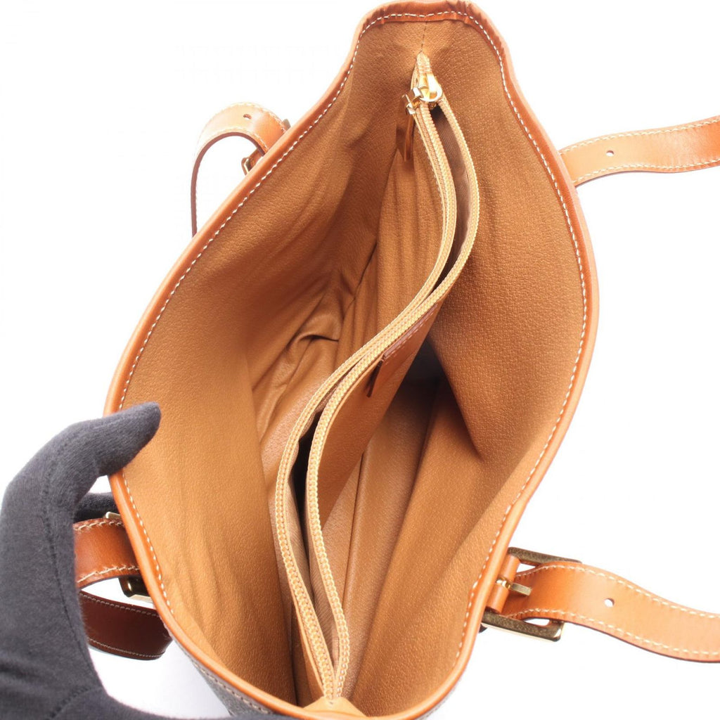 Celine Tote Bag Macadam Brown Dark Canvas Leather — view 3
