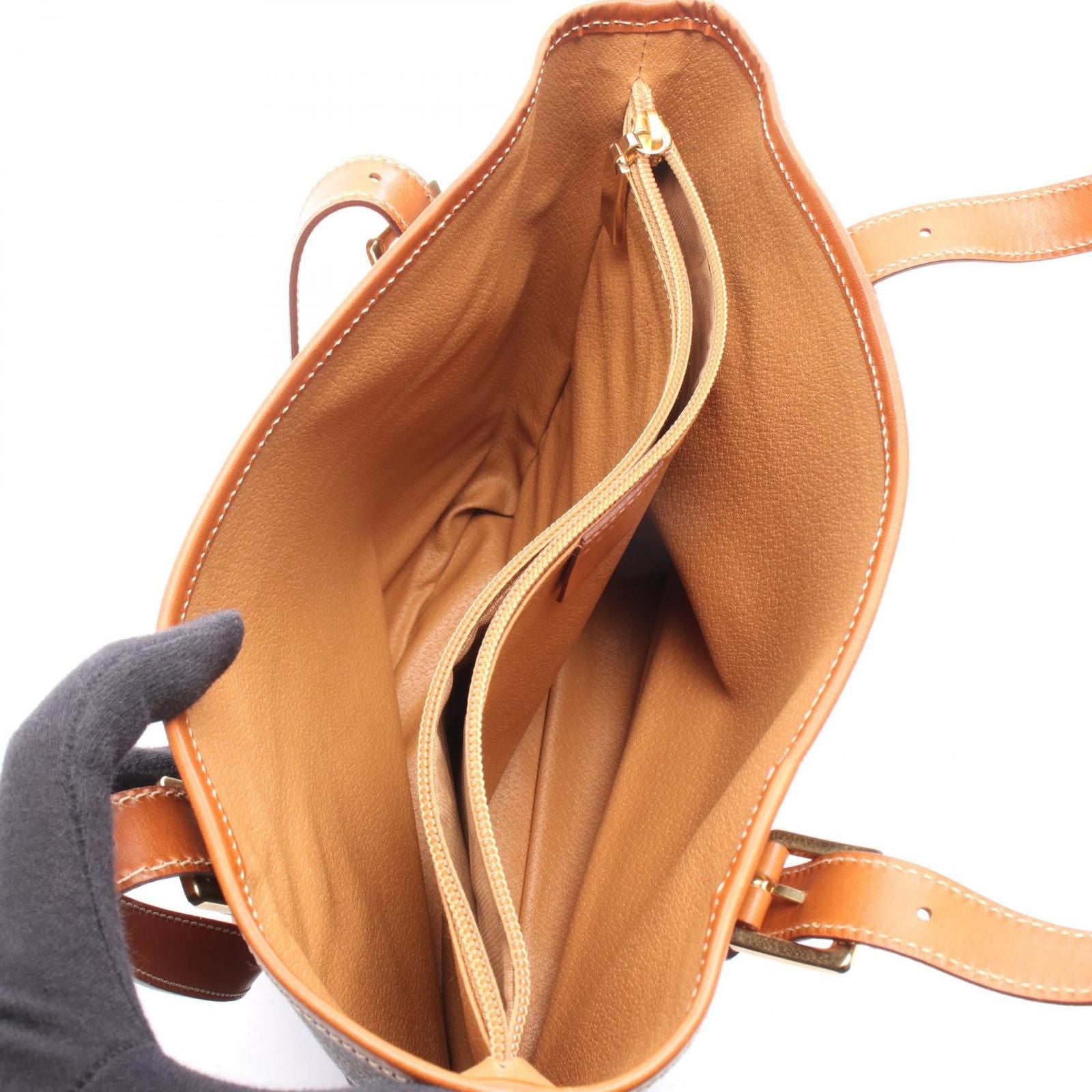 Celine Tote Bag Macadam Brown Dark Canvas Leather — view 3