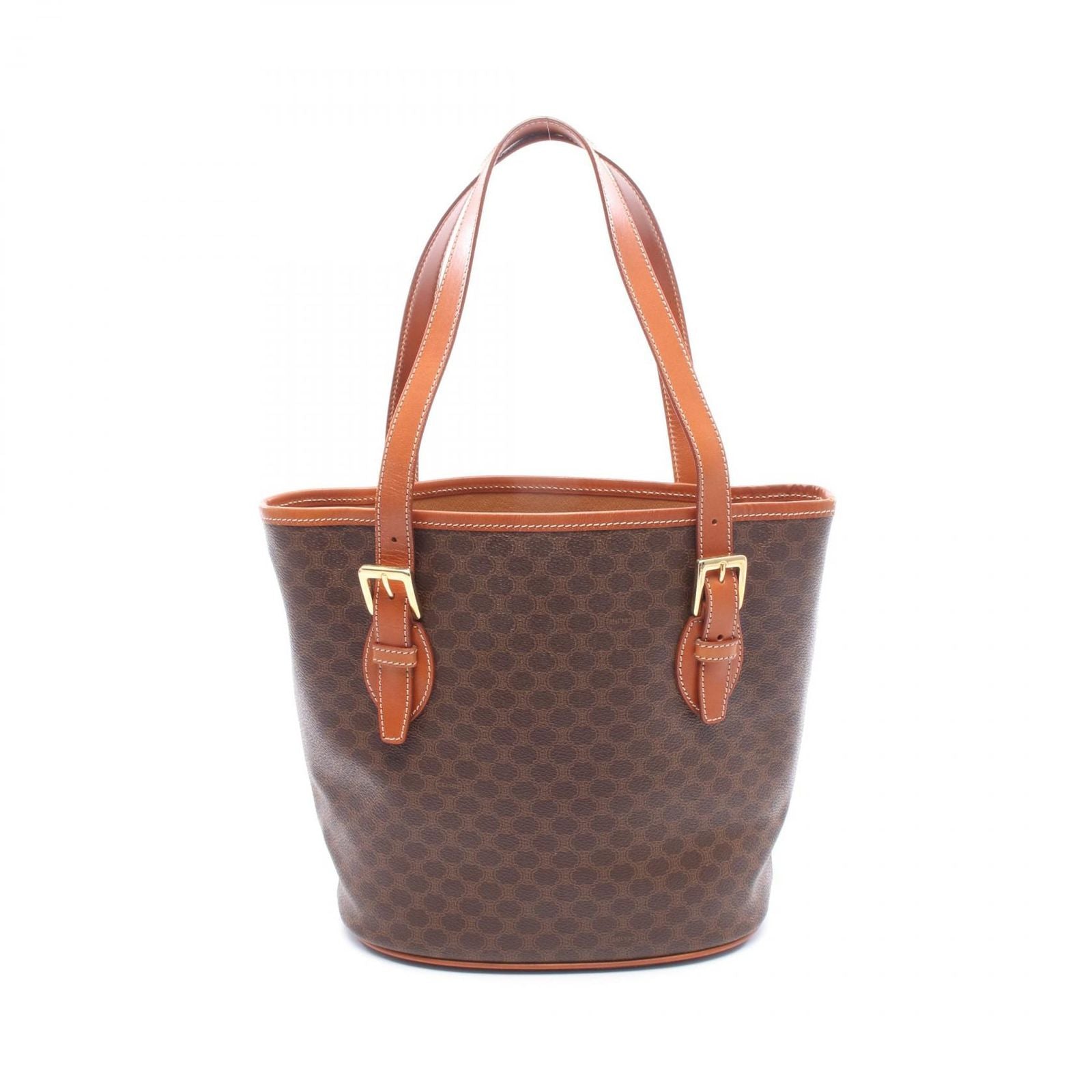 Celine Tote Bag Macadam Brown Dark Canvas Leather