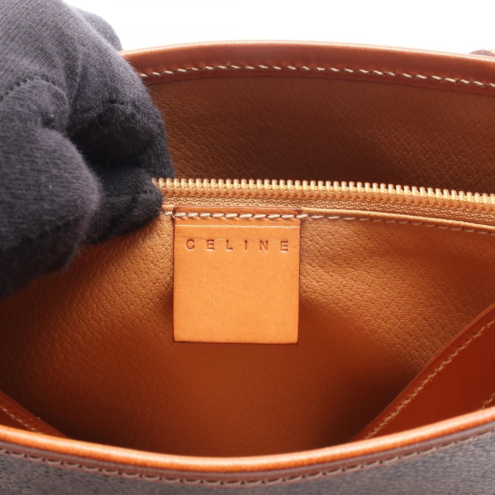 Celine Tote Bag Macadam Brown Dark Canvas Leather — view 4