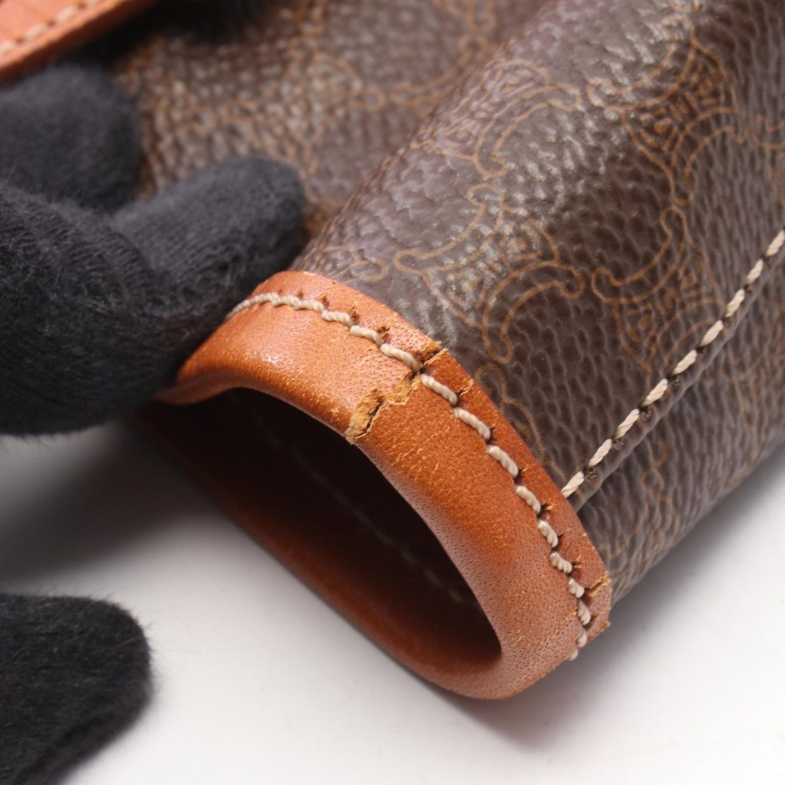 Celine Tote Bag Macadam Brown Dark Canvas Leather — view 8