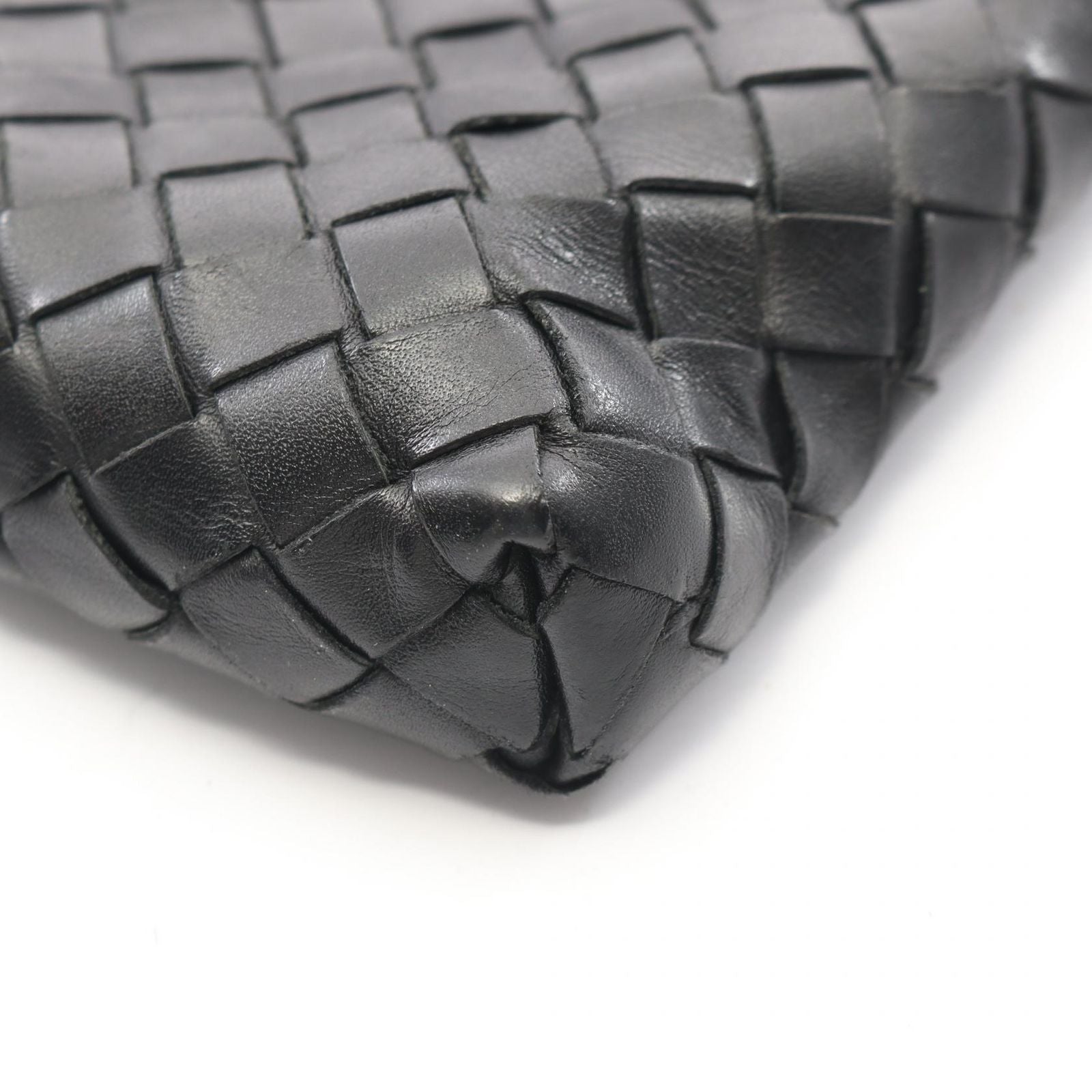 Bottega Veneta Shoulder Bag Intrecciato Black Navy Leather — view 5
