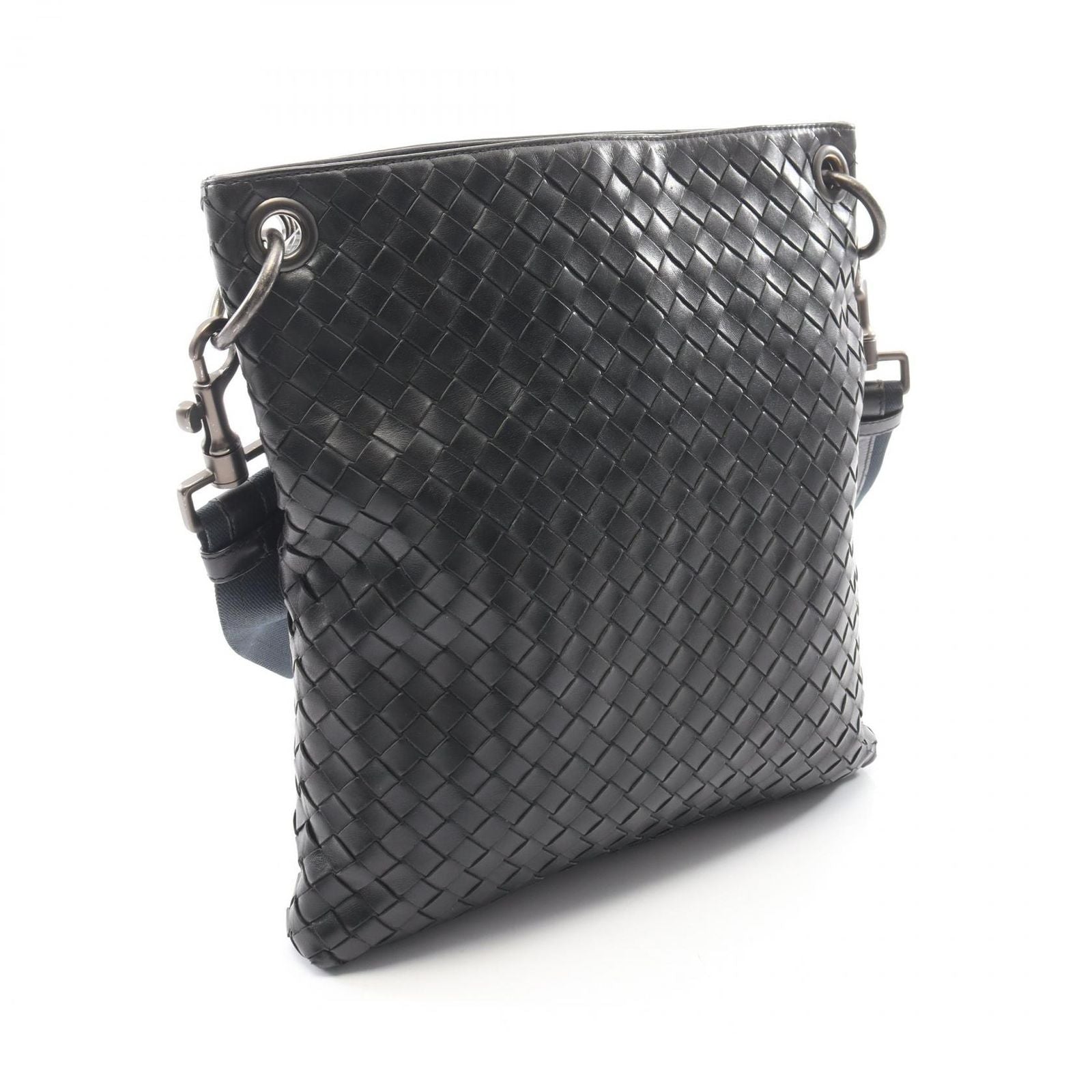 Bottega Veneta Shoulder Bag Intrecciato Black Navy Leather — view 2