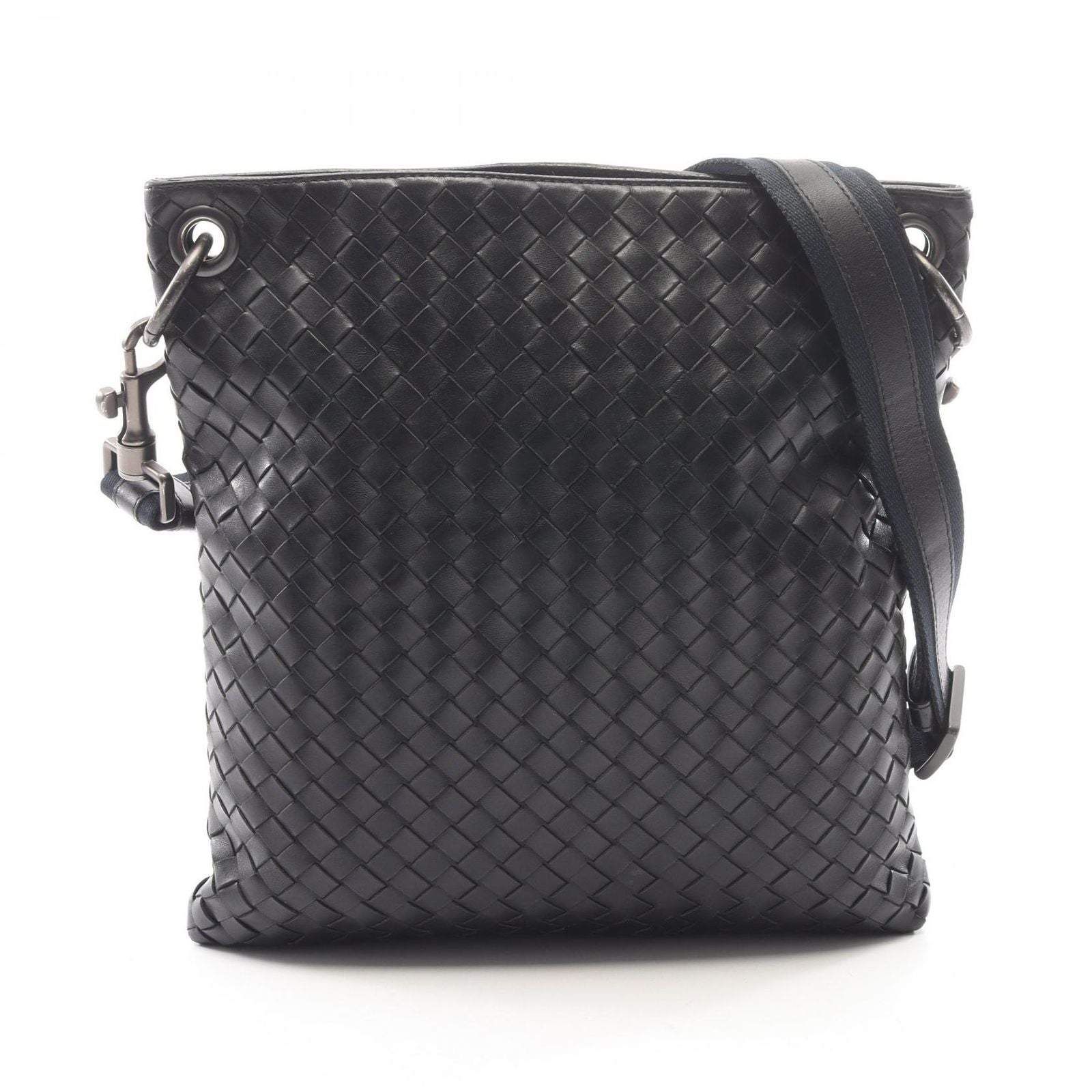 Bottega Veneta Shoulder Bag Intrecciato Black Navy Leather