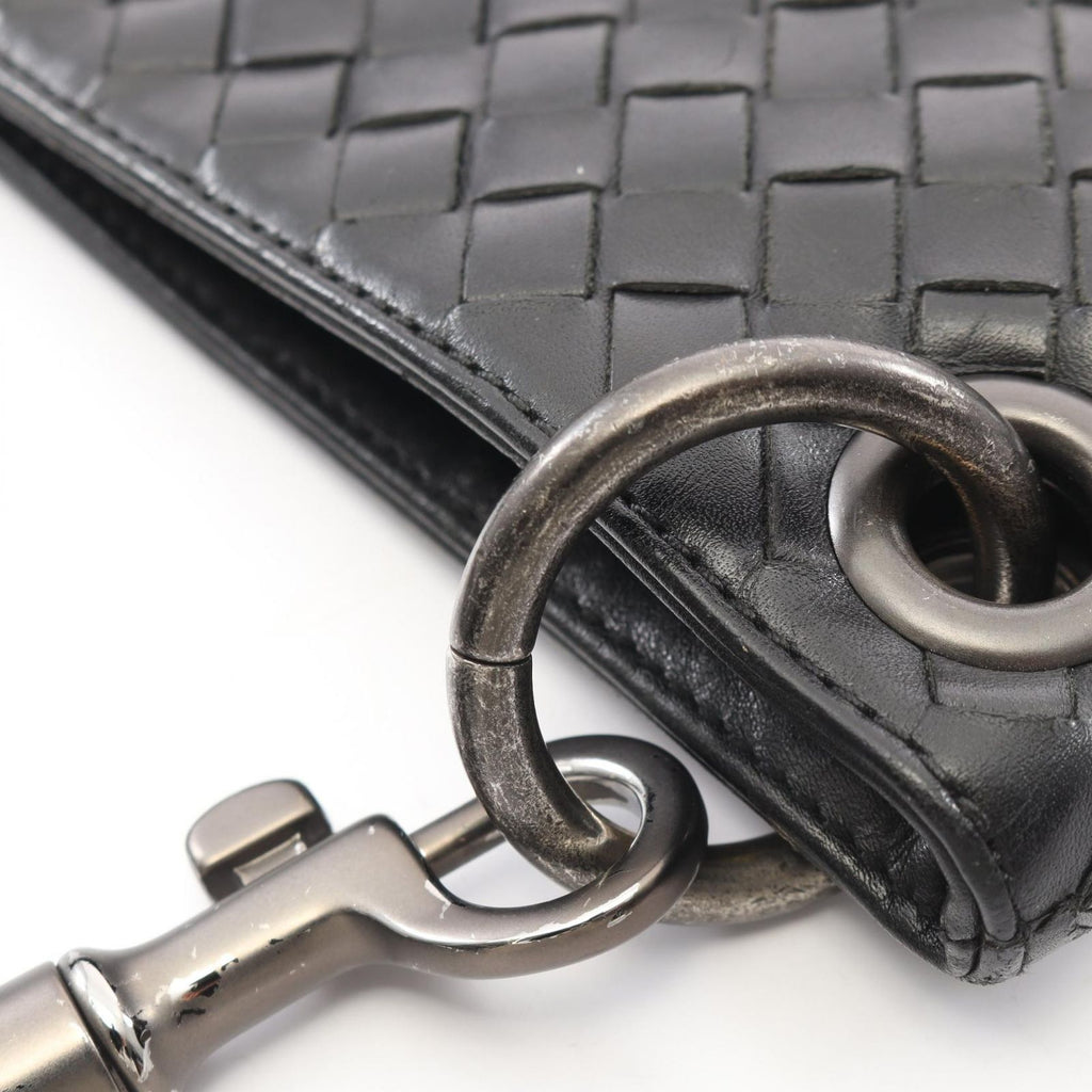 Bottega Veneta Shoulder Bag Intrecciato Black Navy Leather — view 8
