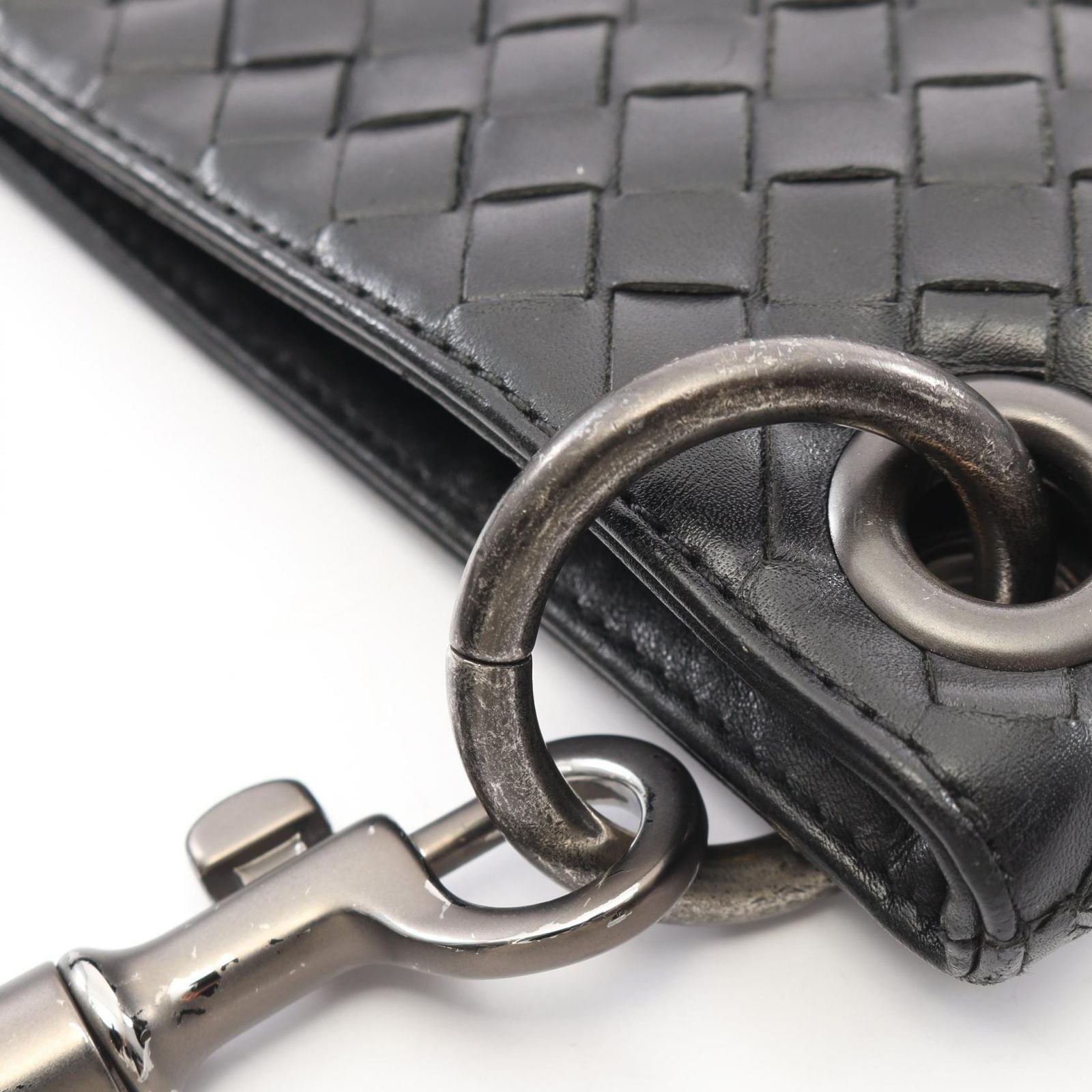 Bottega Veneta Shoulder Bag Intrecciato Black Navy Leather — view 8