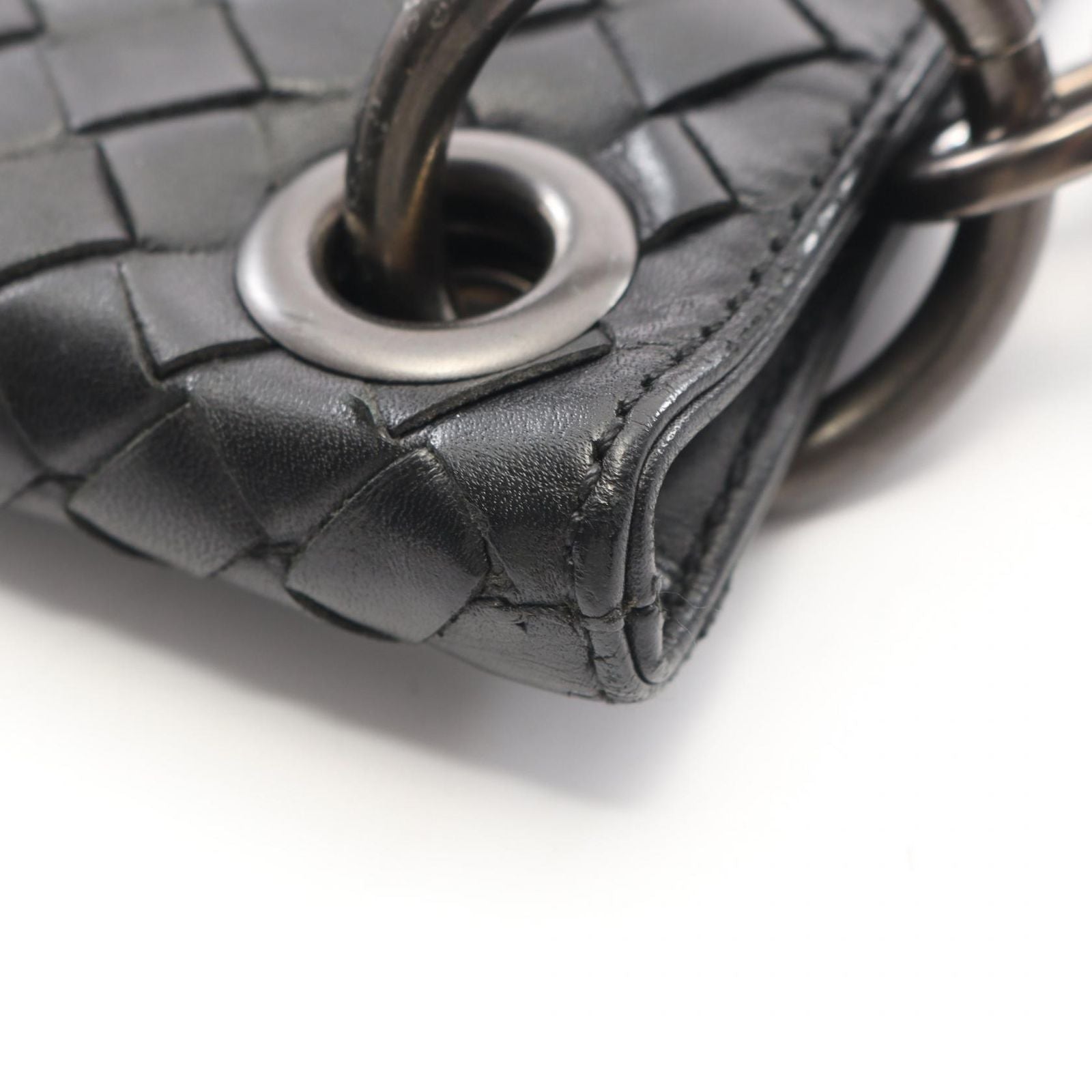 Bottega Veneta Shoulder Bag Intrecciato Black Navy Leather — view 7