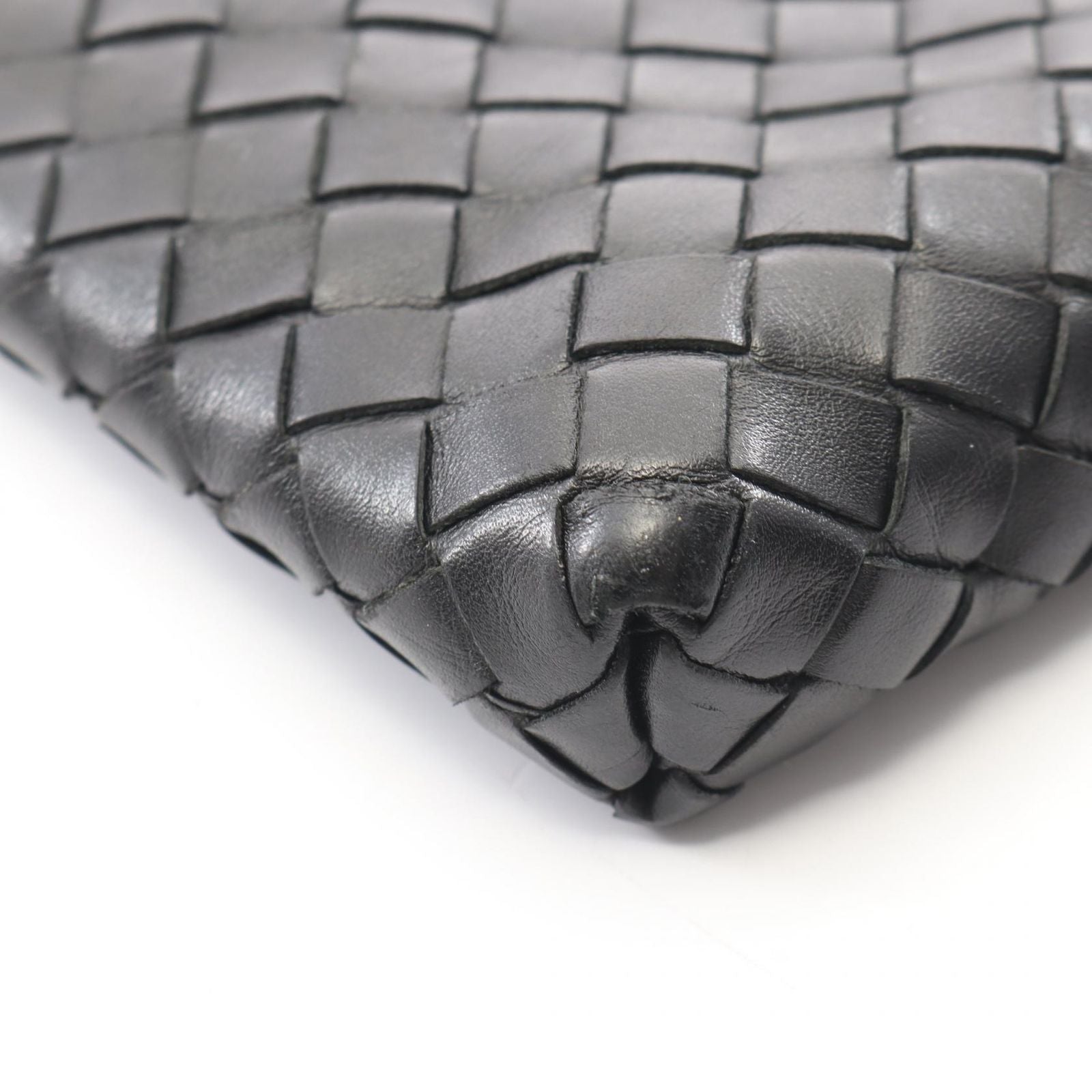 Bottega Veneta Shoulder Bag Intrecciato Black Navy Leather — view 6