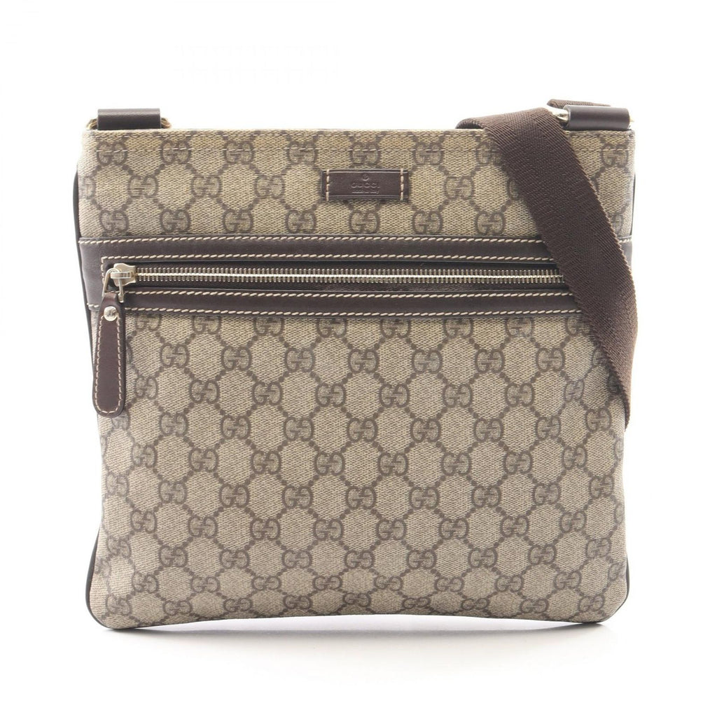 Gucci Shoulder Bag GG Supreme Beige Brown Canvas Leather