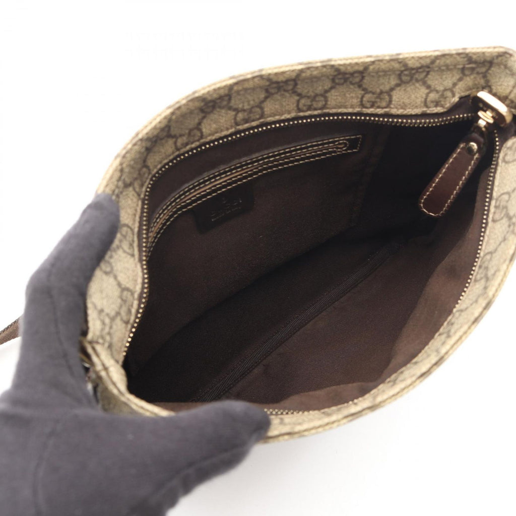 Gucci Shoulder Bag GG Supreme Beige Brown Canvas Leather — view 3