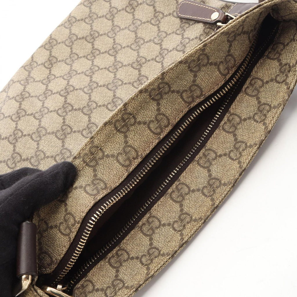 Gucci Shoulder Bag GG Supreme Beige Brown Canvas Leather — view 8