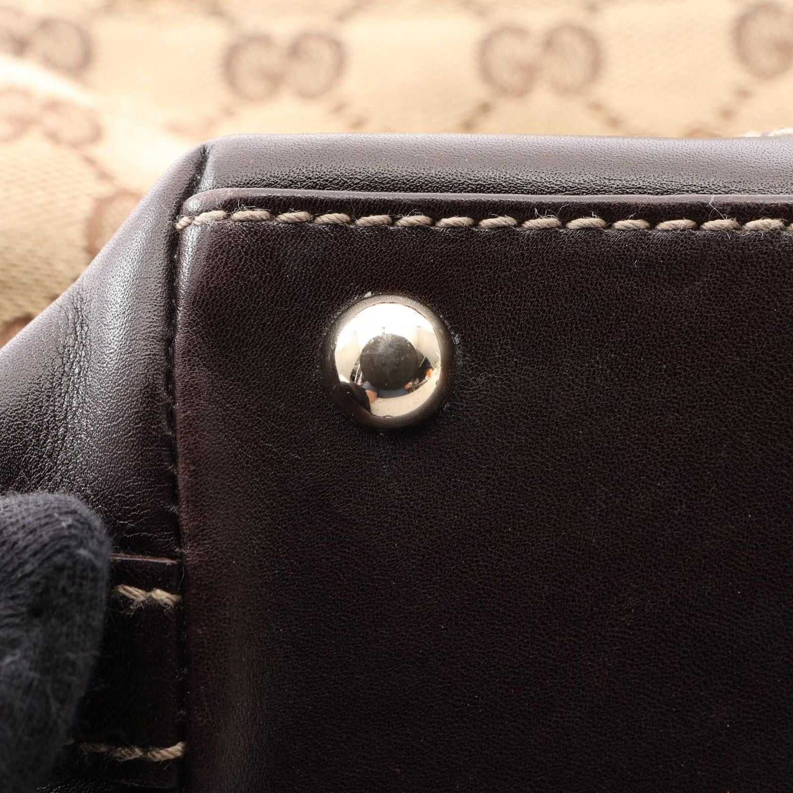 Gucci Tote Bag GG Canvas Beige Brown Horsebit — view 7