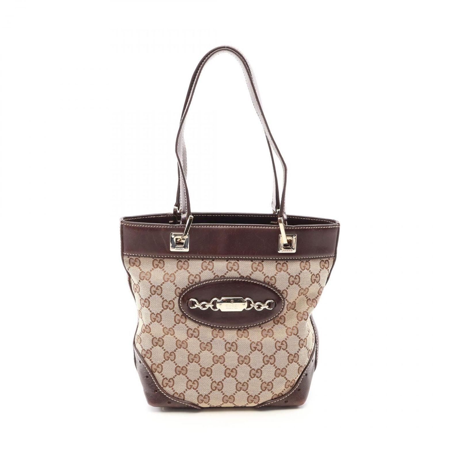 Gucci Tote Bag GG Canvas Beige Brown Horsebit