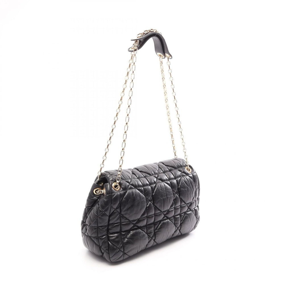 Dior Shoulder Bag Milly la Foret Cannage Black Leather Chain — view 2