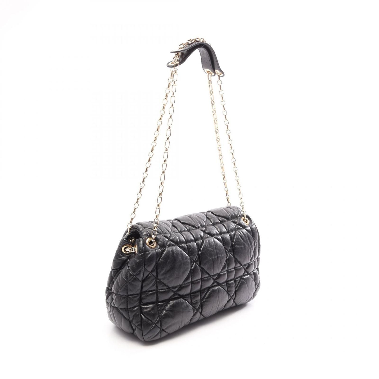Dior Shoulder Bag Milly la Foret Cannage Black Leather Chain — view 2