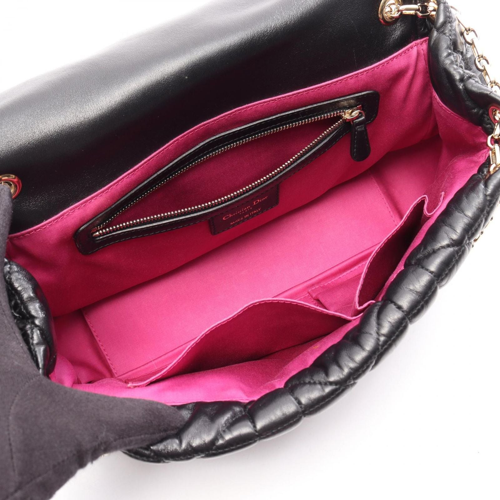 Dior Shoulder Bag Milly la Foret Cannage Black Leather Chain — view 3