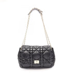 Dior Shoulder Bag Milly la Foret Cannage Black Leather Chain