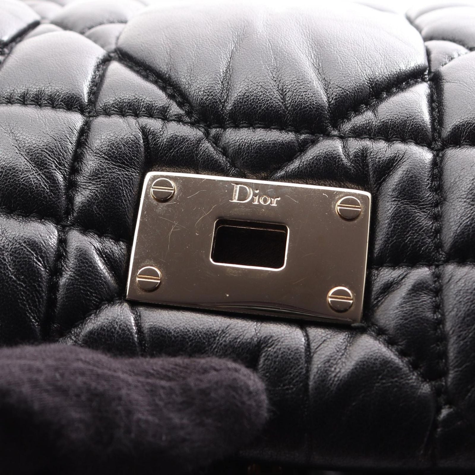 Dior Shoulder Bag Milly la Foret Cannage Black Leather Chain — view 7