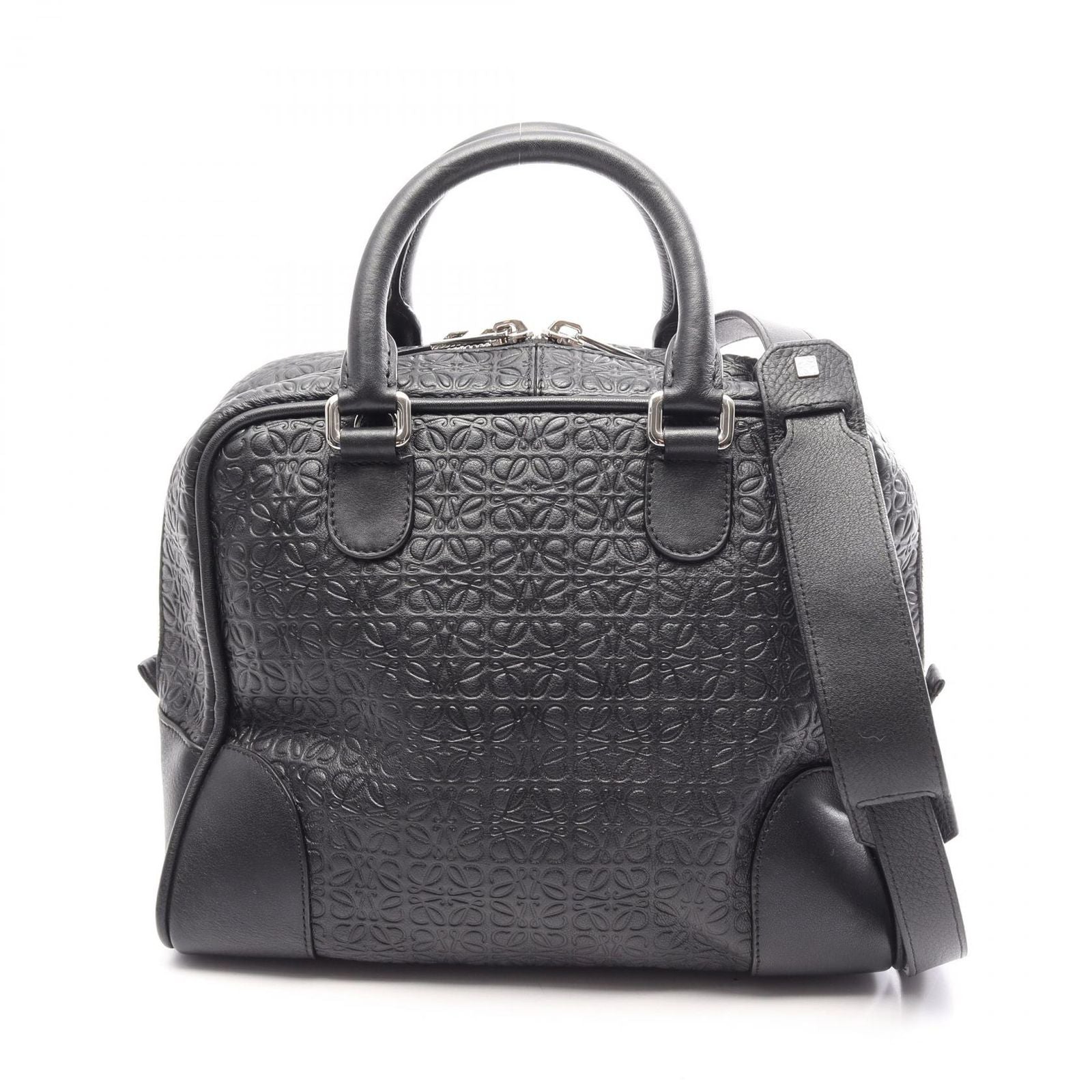 Loewe Amazona 75 Repeat Anagram 2-Way Black Leather Handbag