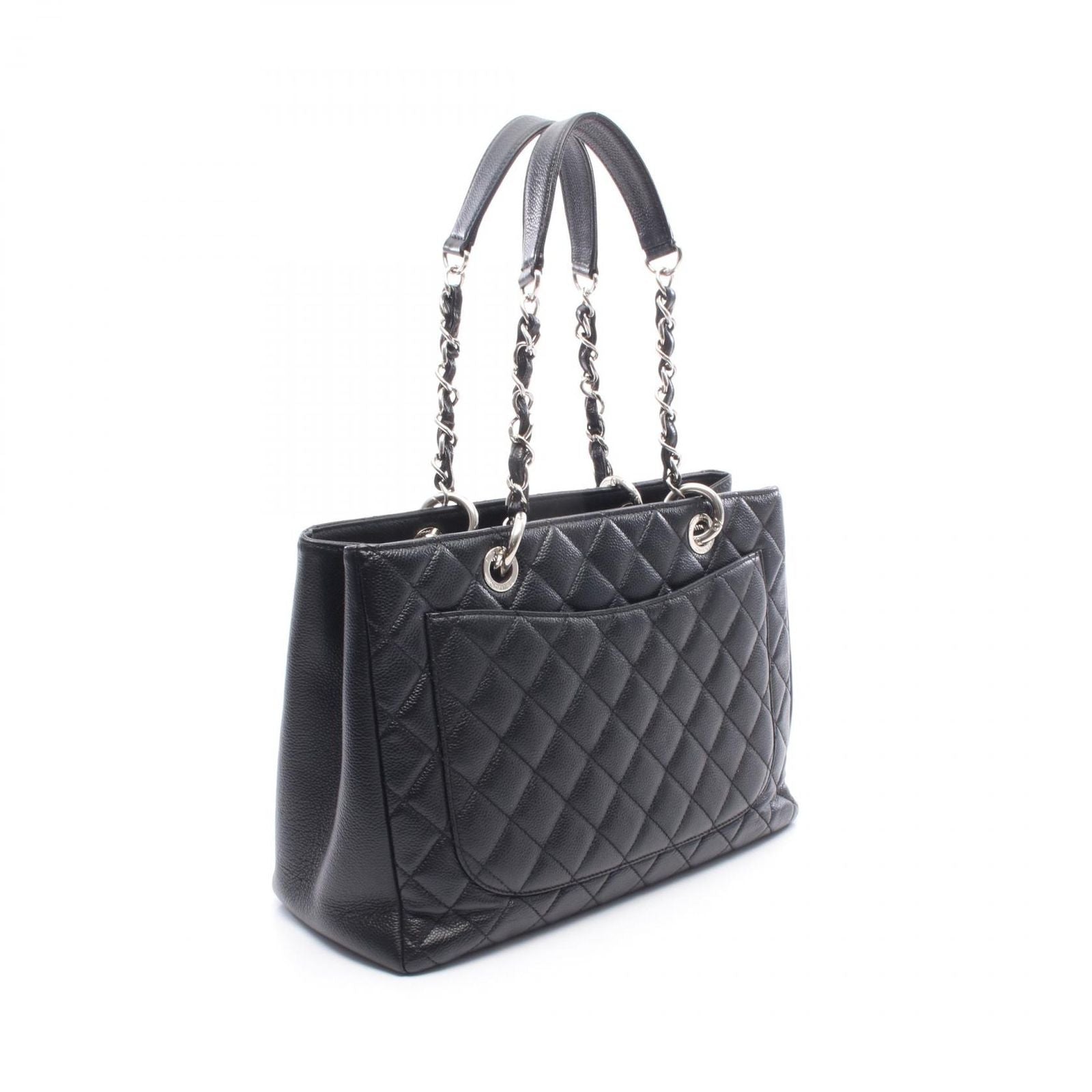 Chanel Tote Bag Quilted Grand Shopping GST Black Caviar Leather Chain — view 2