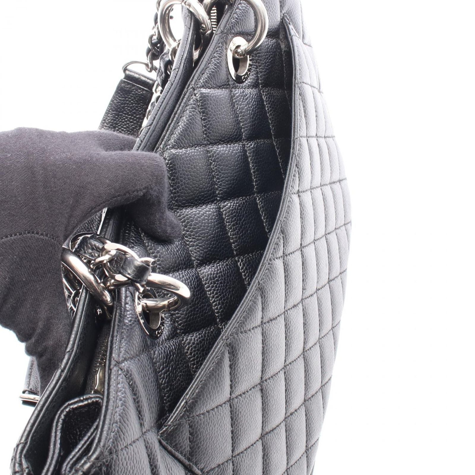Chanel Tote Bag Quilted Grand Shopping GST Black Caviar Leather Chain — view 6