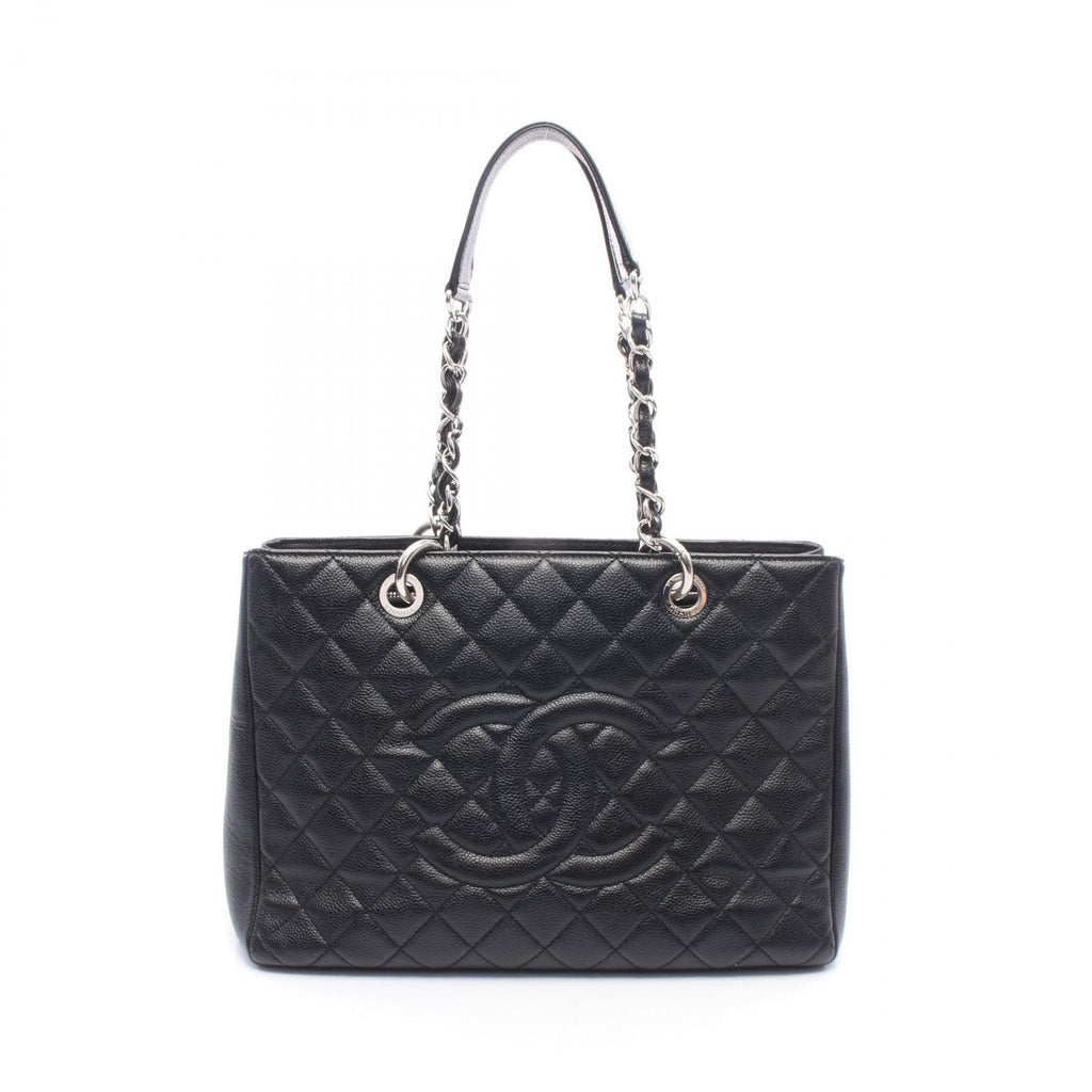 Chanel Tote Bag Quilted Grand Shopping GST Black Caviar Leather Chain