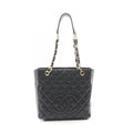Chanel Tote Bag Quilted Petite Shopping PST Black Caviar Leather Chain