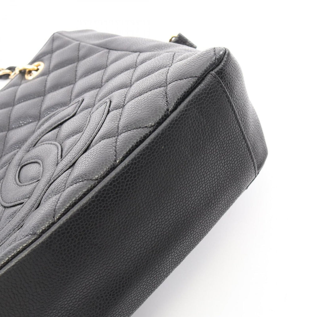 Chanel Tote Bag Quilted Petite Shopping PST Black Caviar Leather Chain — view 8