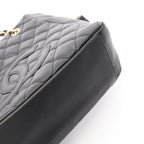 Chanel Tote Bag Quilted Petite Shopping PST Black Caviar Leather Chain — view 8