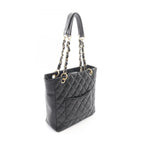 Chanel Tote Bag Quilted Petite Shopping PST Black Caviar Leather Chain — view 2