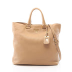 Prada Tote Bag 2-Way Beige Leather